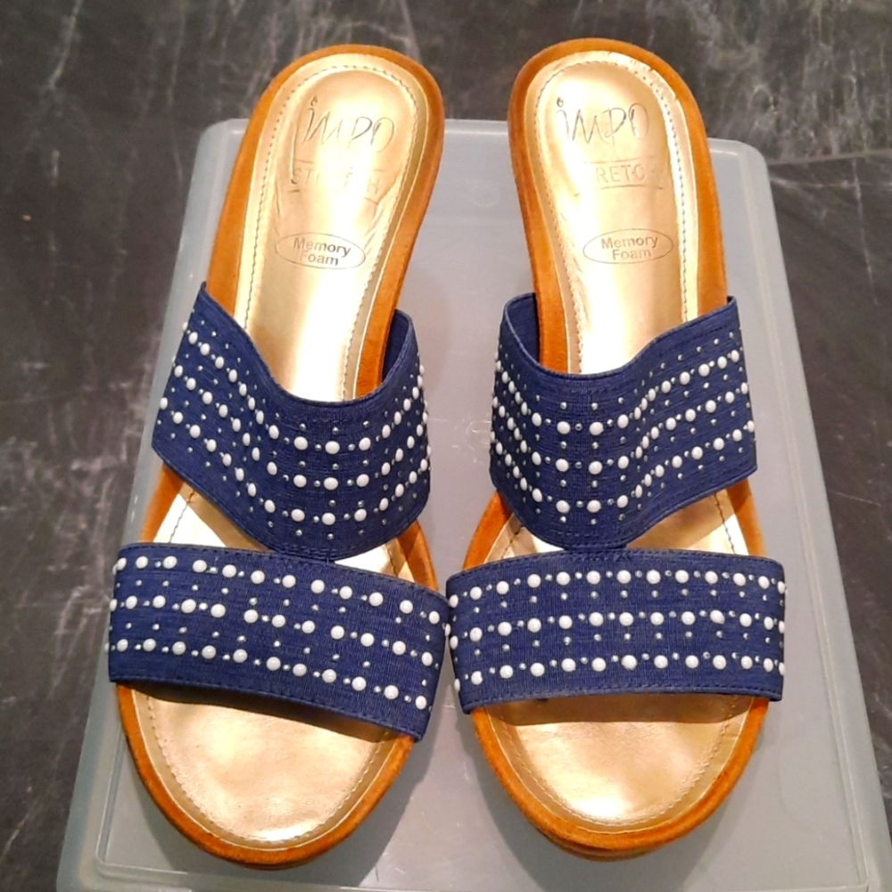 Impo Navy wedge sandals
